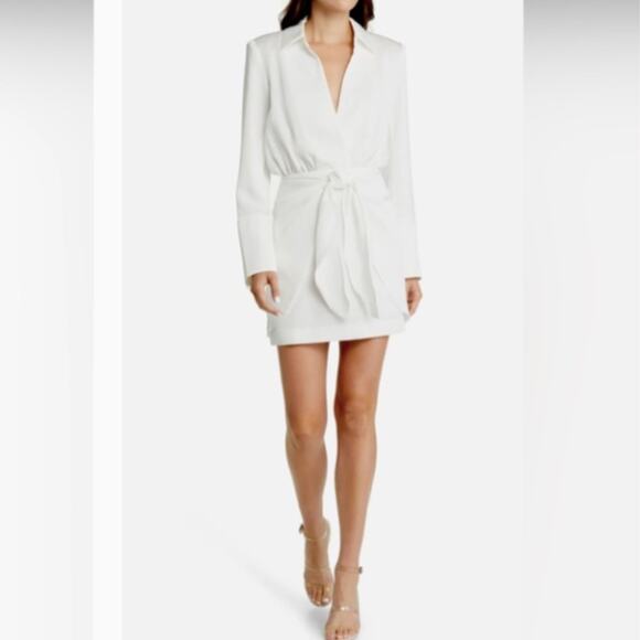Misha Collection Reidun Long Sleeve V Neck Ivory Dress 12 - Picture 1 of 9